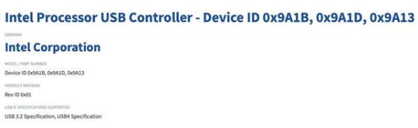 英特爾usb4控制器曝光:支持PD 3.0,type a接口已成過(guò)去式